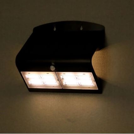 Aplique solar LED de pared con sensor LED/7W/3,7V 4000K IP65 negro