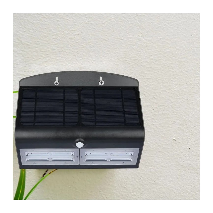 Aplique solar LED de pared con sensor LED/7W/3,7V 4000K IP65 negro