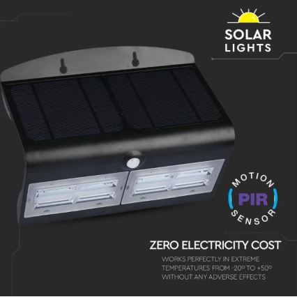 Aplique solar LED de pared con sensor LED/7W/3,7V 4000K IP65 negro