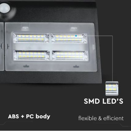 Aplique solar LED de pared con sensor LED/7W/3,7V 4000K IP65 negro