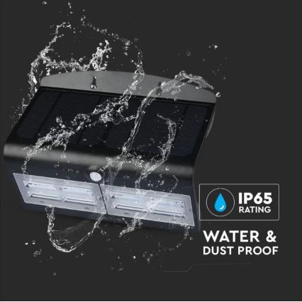 Aplique solar LED de pared con sensor LED/7W/3,7V 4000K IP65 negro