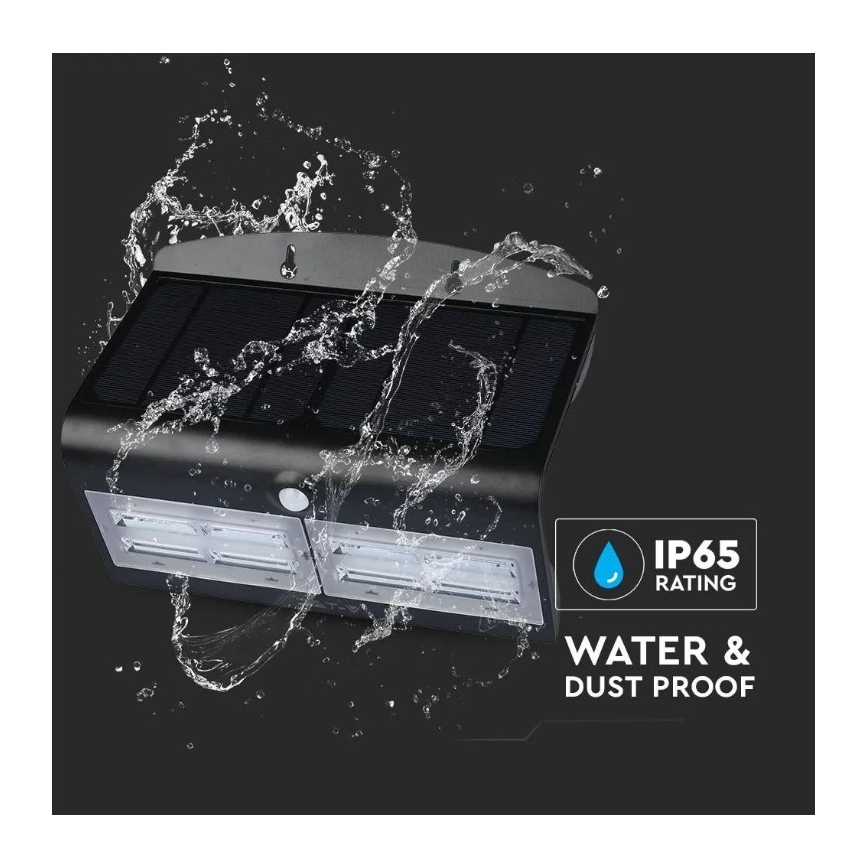 Aplique solar LED de pared con sensor LED/7W/3,7V 4000K IP65 negro