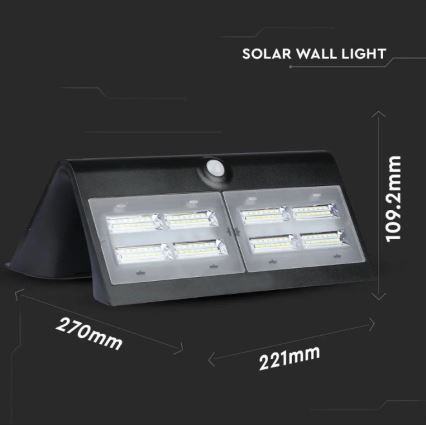 Aplique solar LED de pared con sensor LED/7W/3,7V 4000K IP65 negro