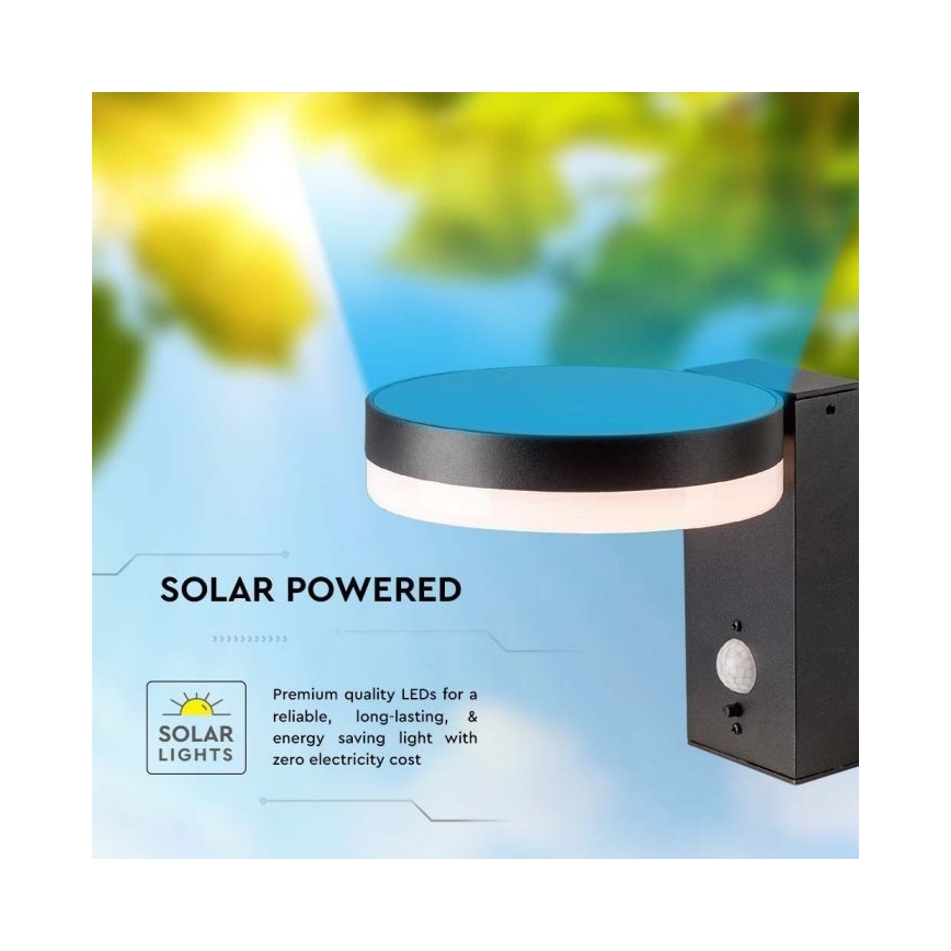 Aplique solar LED de pared para exterior con sensor LED/5,5W/3,7V 3000K IP54 2000 mAh