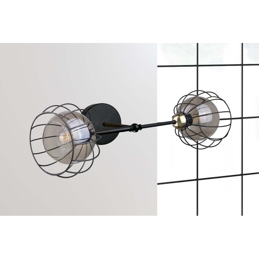Aplique SOLO BLACK 2xE27/60W/230V negro/dorado