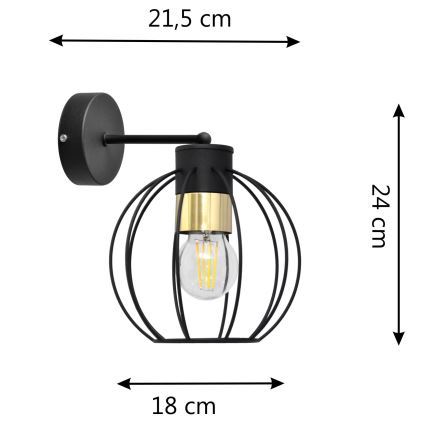 Aplique STARLIGHT 1xE27/15W/230V negro/dorado