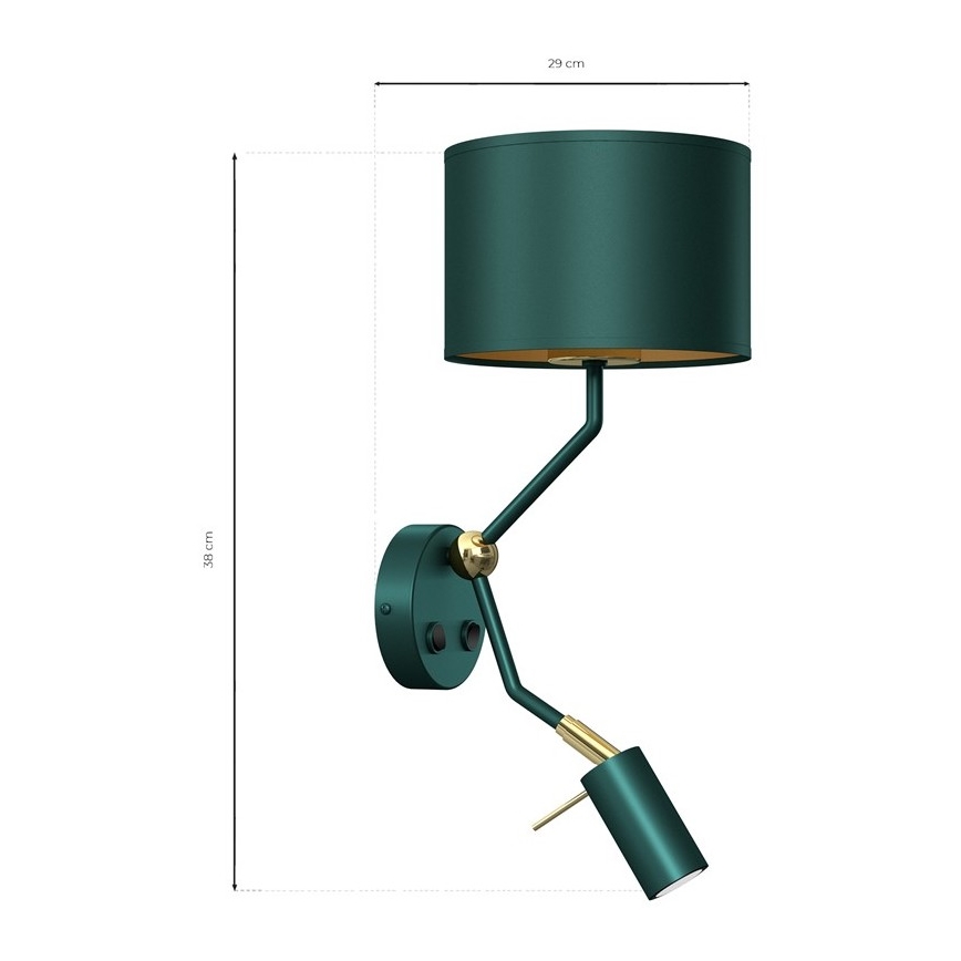 Aplique VERDE 1xE27/60W/230V + 1xGU10-MR11/7W verde