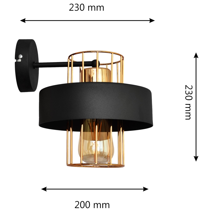 Aplique VOLTA 1xE27/15W/230V 23 cm negro/dorado