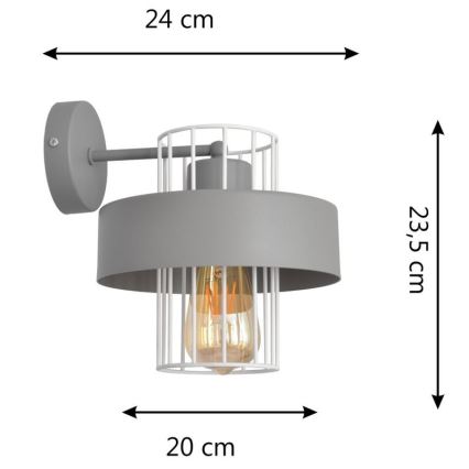 Aplique VOLTA 1xE27/15W/230V gris