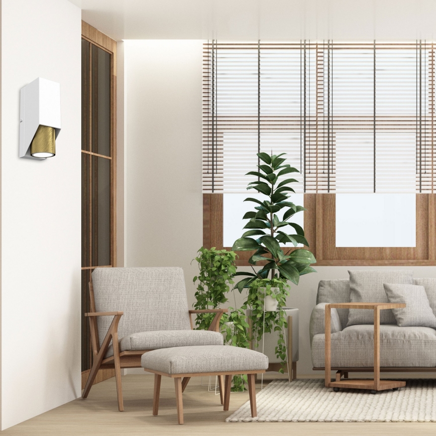 Aplique WALL 1xGU10/8W/230V blanco/latón