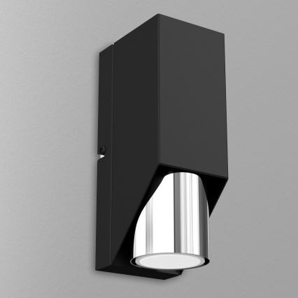 Aplique WALL 1xGU10/8W/230V negro/cromo brillante