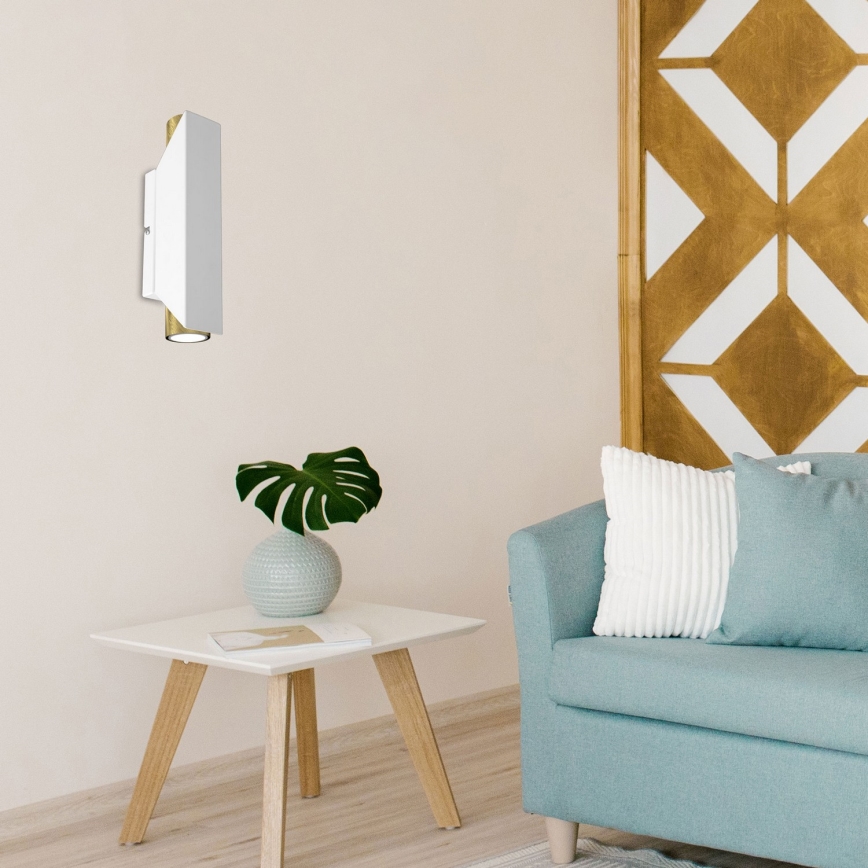 Aplique WALL 2xGU10/8W/230V blanco/latón