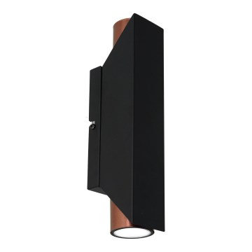 Aplique WALL 2xGU10/8W/230V negro/cobre