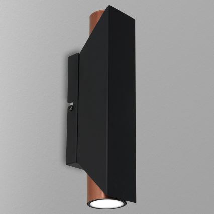 Aplique WALL 2xGU10/8W/230V negro/cobre