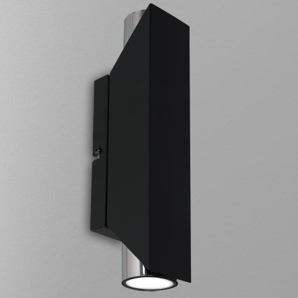 Aplique WALL 2xGU10/8W/230V negro/cromo brillante