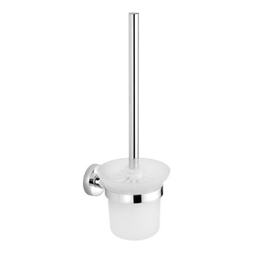 Aqualine - Cepillo de inodoro montado en la pared SAMBA blanco leche tarros/cromo brillante