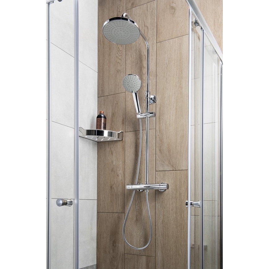 Aqualine - Conjunto de ducha con grifo termostático LIGA cromo brillante