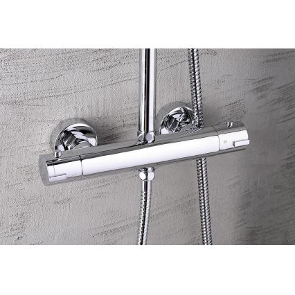 Aqualine - Conjunto de ducha con grifo termostático LIGA cromo brillante