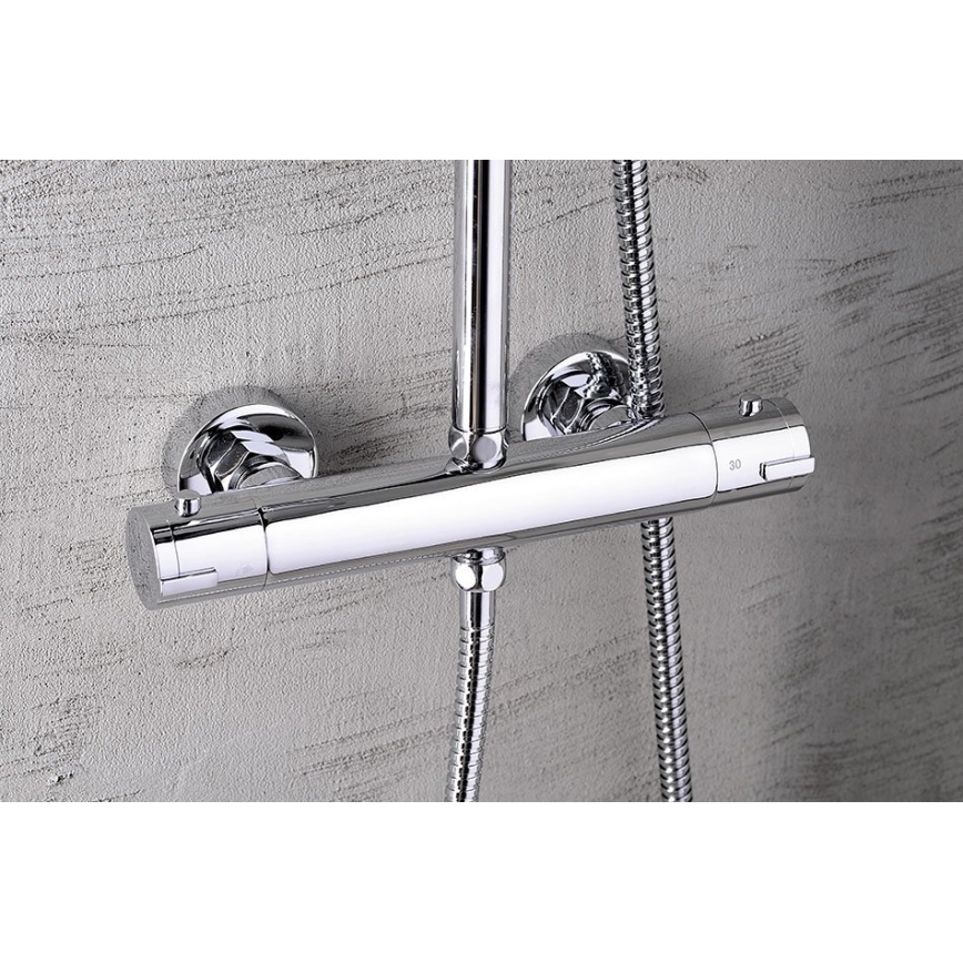 Aqualine - Conjunto de ducha con grifo termostático LIGA cromo brillante