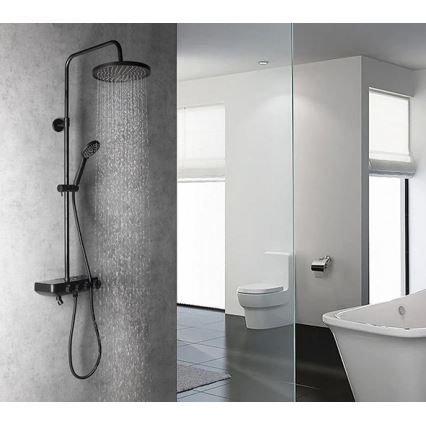 Aqualine - Conjunto de ducha con grifo y mini grifo adicional FARRAO mate negro