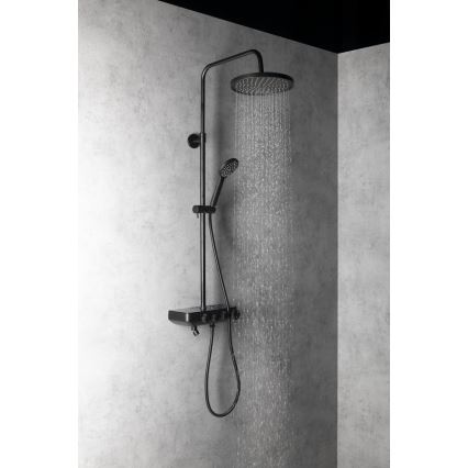 Aqualine - Conjunto de ducha con grifo y mini grifo adicional FARRAO mate negro