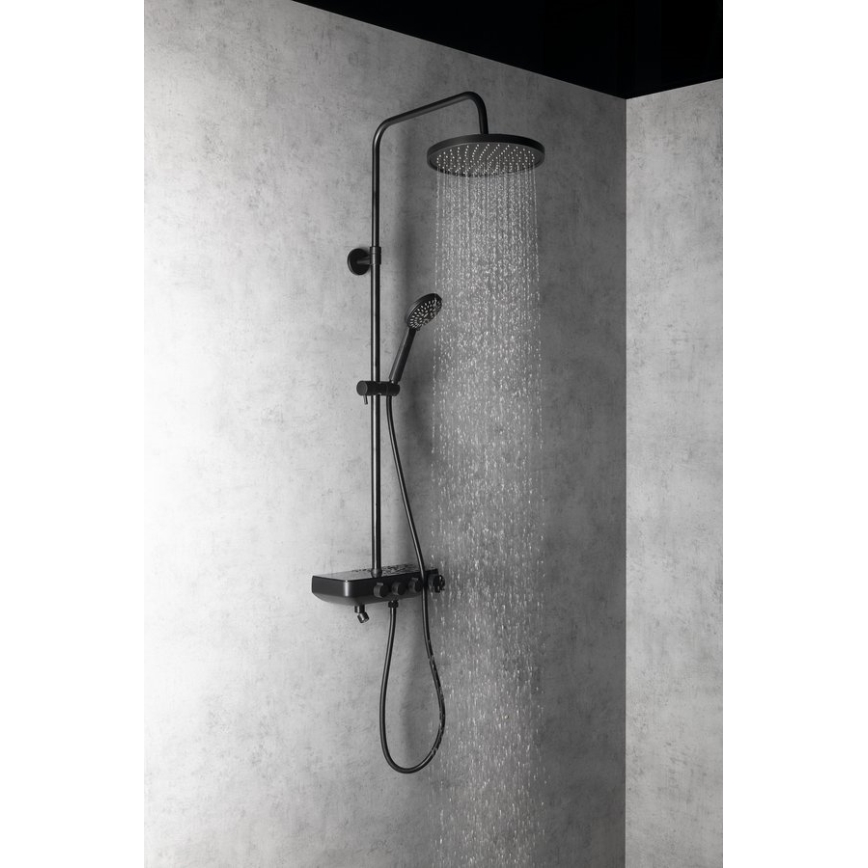 Aqualine - Conjunto de ducha con grifo y mini grifo adicional FARRAO mate negro