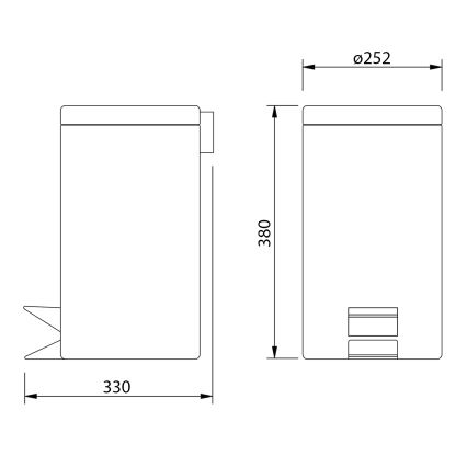 Aqualine - Cubo de basura SIMPLE LINE 12 l pulido acero inoxidable