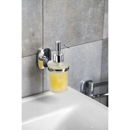 Aqualine - Dispensador de jabón de pared RUMBA 160 mm blanco leche tarros/cromo brillante