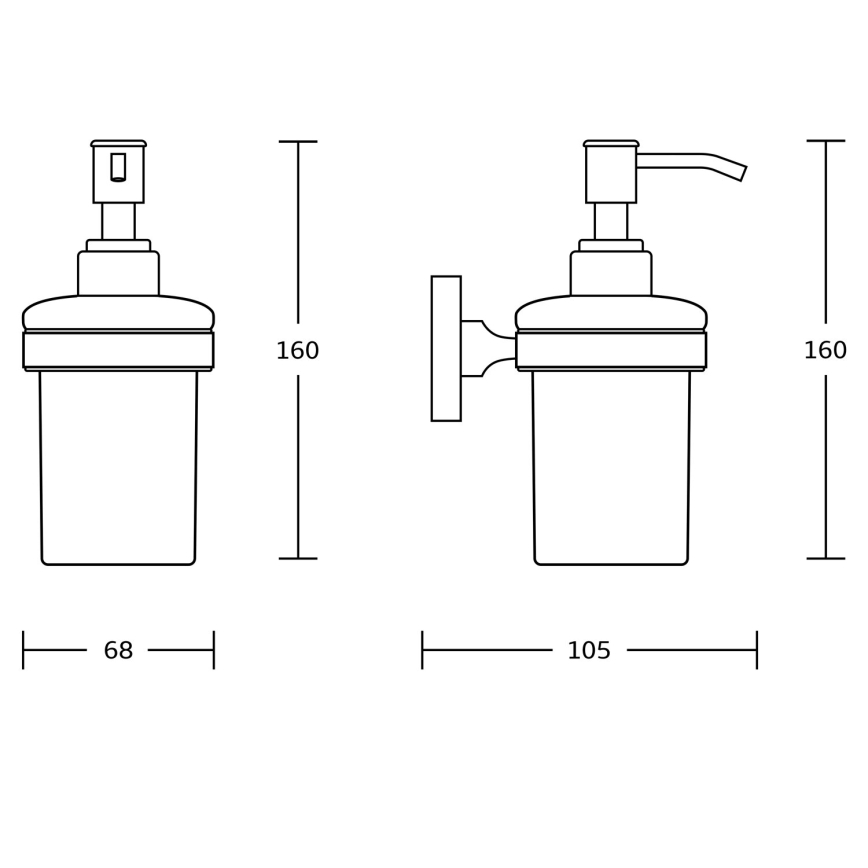 Aqualine - Dispensador de jabón de pared SAMBA 150 mate blanco leche tarros/mate negro