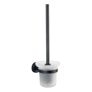 Aqualine - Escobilla de baño de pared SAMBA vidrio lechoso/negro mate