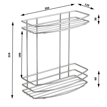 Aqualine - Estante de pared para ducha de dos niveles CROMO LINE cromo brillante
