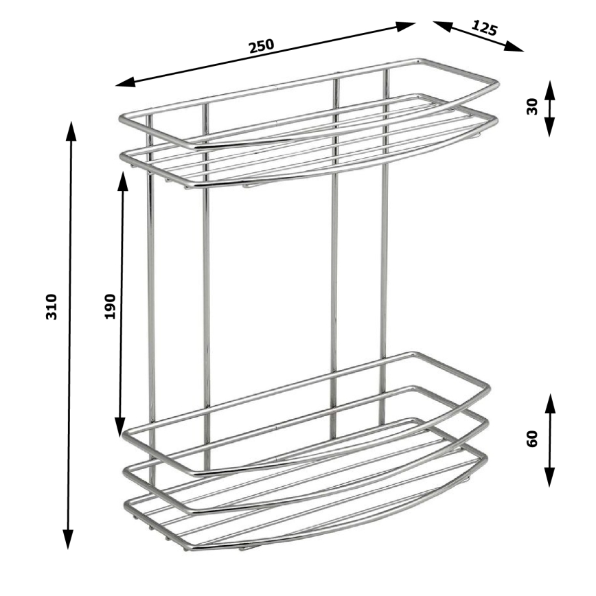 Aqualine - Estante de pared para ducha de dos niveles CROMO LINE cromo brillante