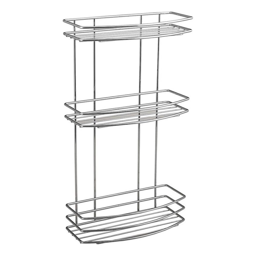 Aqualine - Estante de pared para ducha de tres niveles CROMO LINE cromo brillante