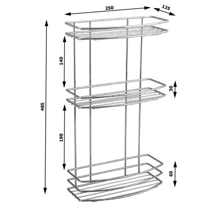 Aqualine - Estante de pared para ducha de tres niveles CROMO LINE cromo brillante