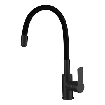 Aqualine - Grifo de fregadero con brazo flexible LORE mate negro