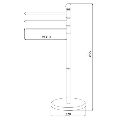Aqualine - Pedestal con toallero SAMBA 85,5 cm acero inoxidable/cromo brillante