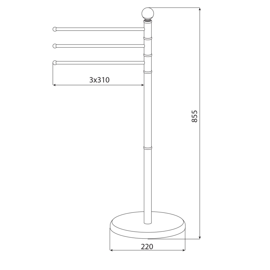 Aqualine - Pedestal con toallero SAMBA 85,5 cm acero inoxidable/cromo brillante
