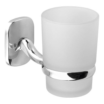 Aqualine - Portacepillos de pared RUMBA blanco leche tarros/cromo brillante