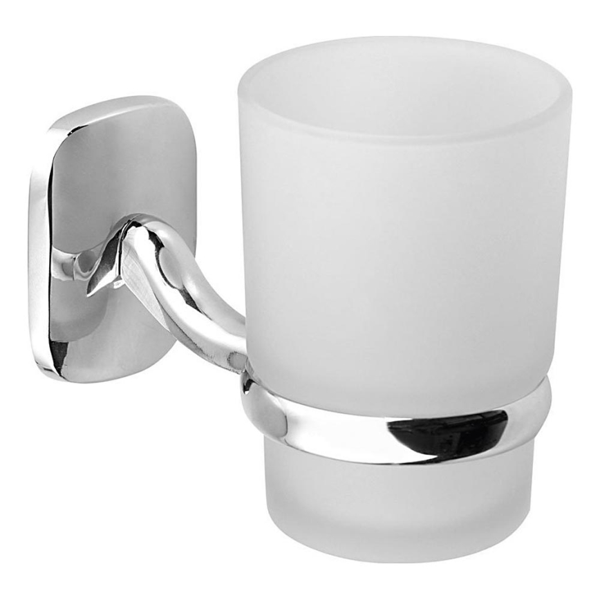 Aqualine - Portacepillos de pared RUMBA blanco leche tarros/cromo brillante