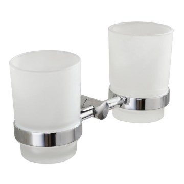 Aqualine - Portacepillos de pared SAMBA blanco leche tarros/cromo brillante