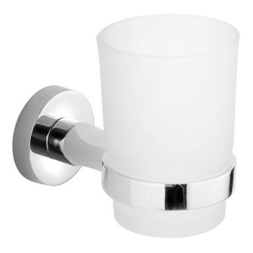 Aqualine - Portacepillos de pared SAMBA blanco leche tarros/cromo brillante