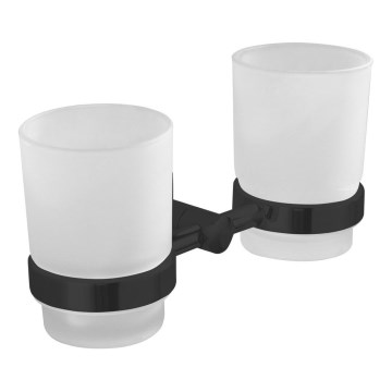 Aqualine - Portacepillos de pared SAMBA blanco leche tarros/mate negro