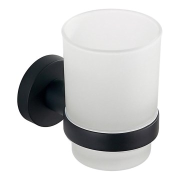 Aqualine - Portacepillos de pared SAMBA blanco leche tarros/mate negro