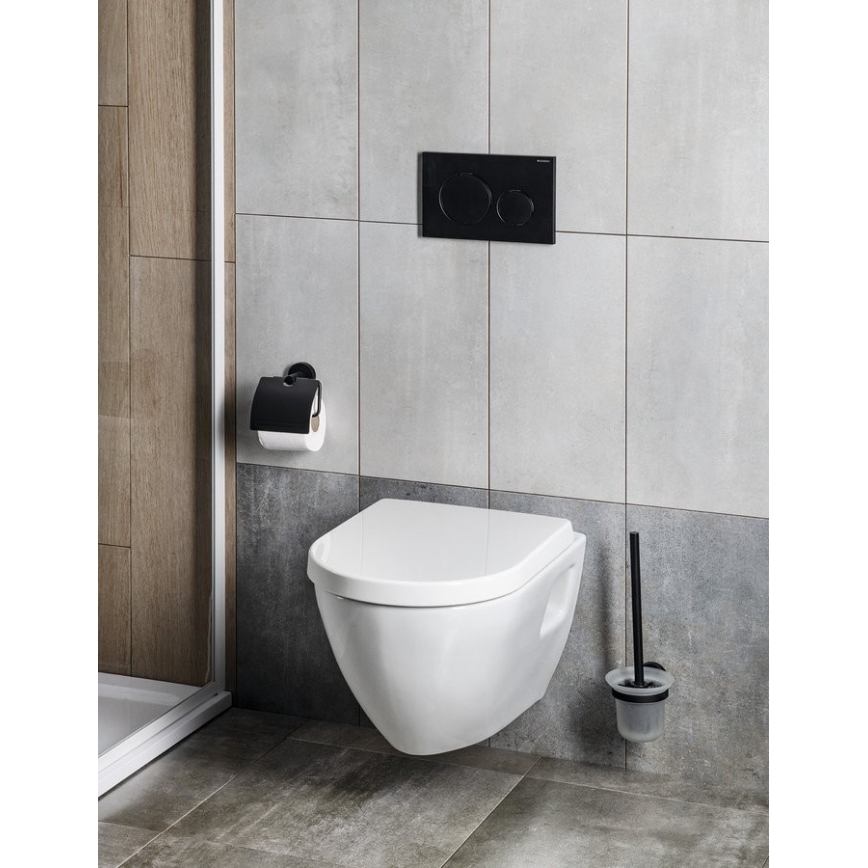 Aqualine - Portarrollos de papel higiénico con cubierta SAMBA negro