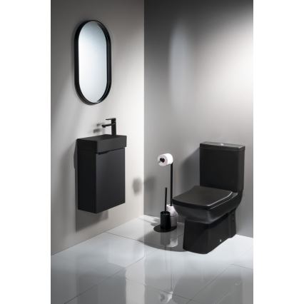 Aqualine - Portarrollos de papel higiénico y portacepillo de inodoro SAMBA negro