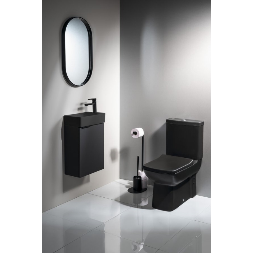 Aqualine - Portarrollos de papel higiénico y portacepillo de inodoro SAMBA negro