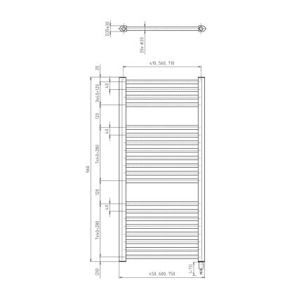 Aqualine - Radiador eléctrico de baño DIRECT-E 300W/230V 96 cm blanco recto