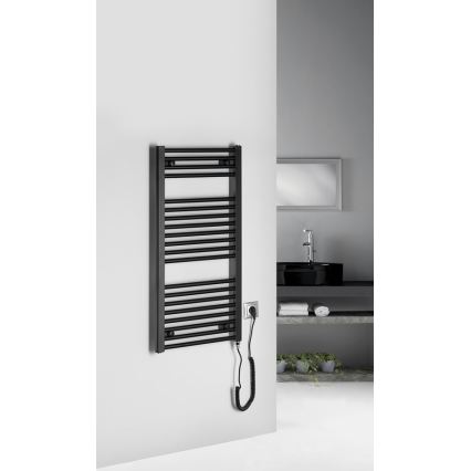 Aqualine - Radiador eléctrico de baño DIRECT-E 300W/230V 96 cm negro mate recto