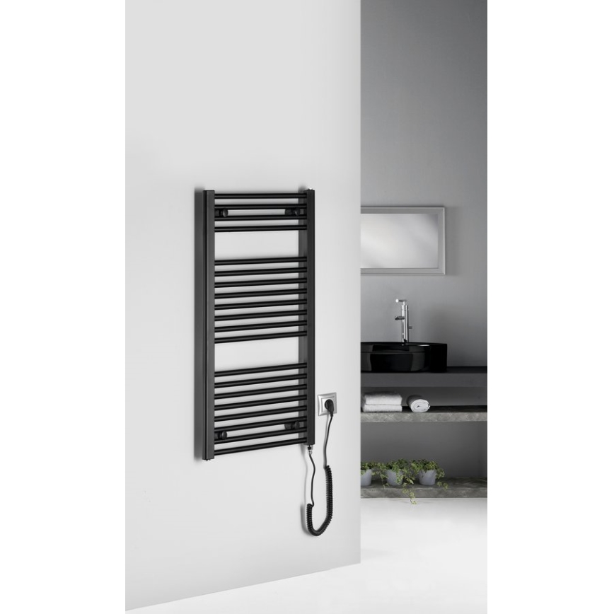 Aqualine - Radiador eléctrico de baño DIRECT-E 300W/230V 96 cm negro mate recto