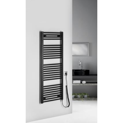 Aqualine - Radiador eléctrico de baño DIRECT-E 400W/230V 132 cm negro mate recto